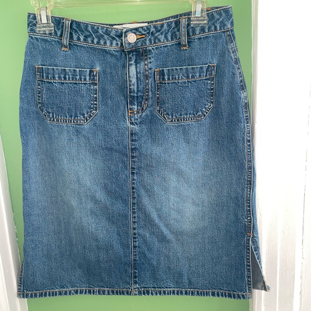 Knee length denim skirt